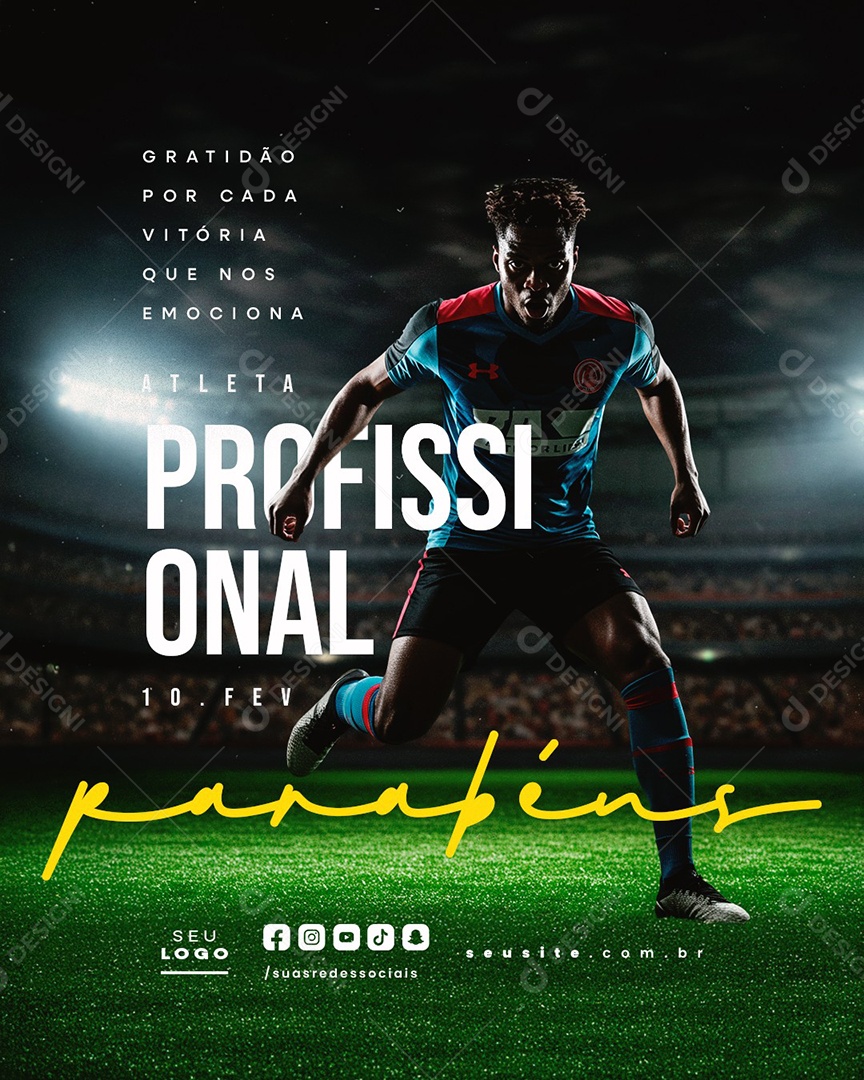 Dia do Atleta Profissional 10 De Fevereiro Social Media PSD Editável