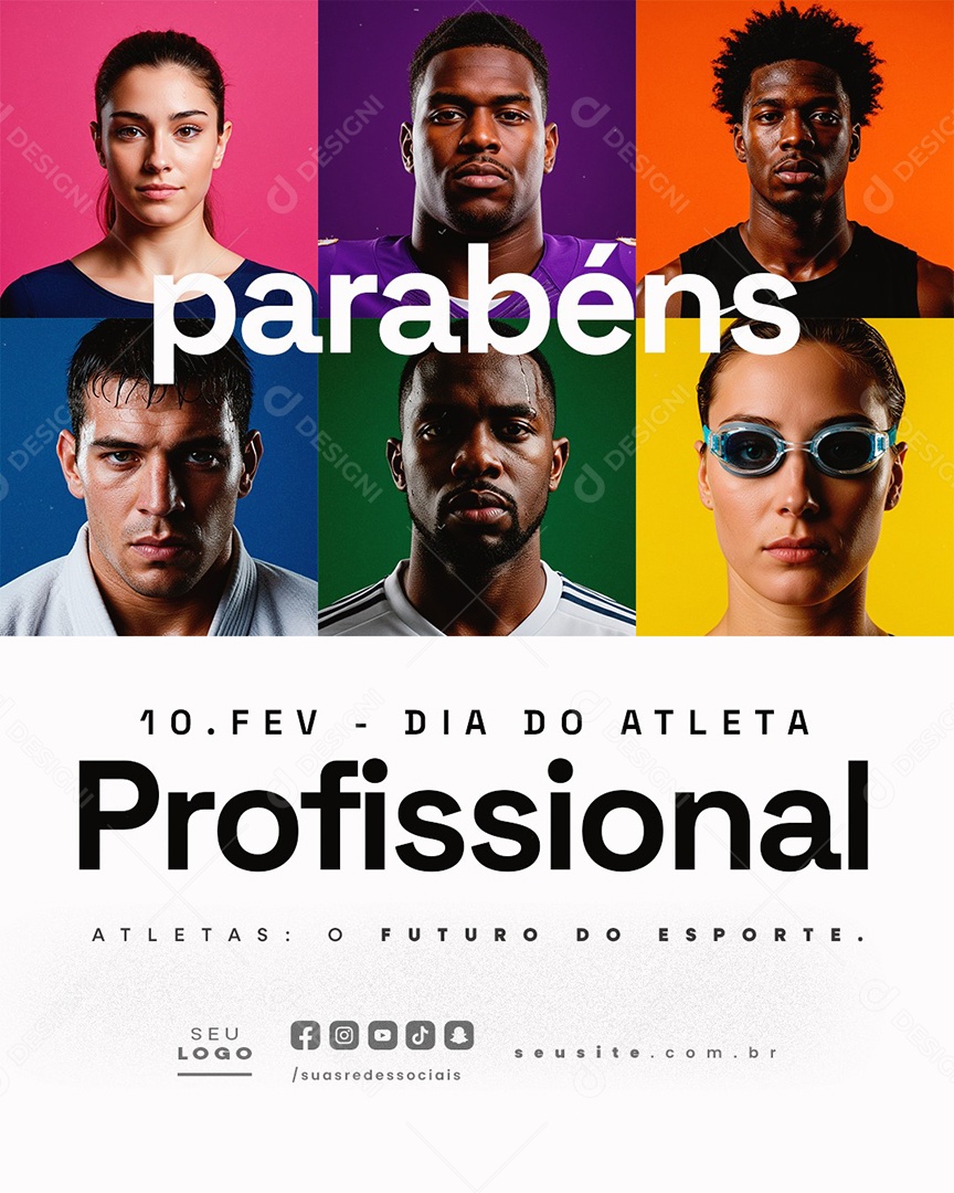 Dia do Atleta Profissional 10 De Fevereiro Social Media PSD Editável