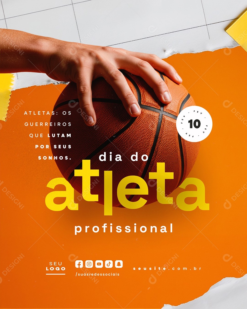 Dia do Atleta Profissional 10 De Fevereiro Social Media PSD Editável