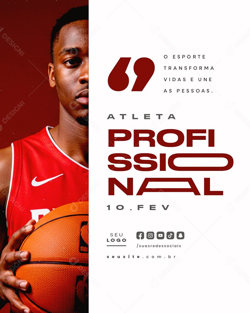 Dia do Atleta Profissional 10 De Fevereiro Social Media PSD Editável