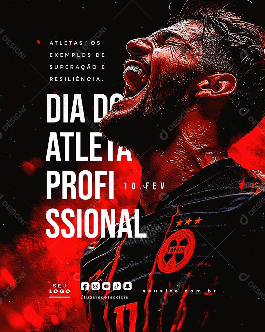 Dia do Atleta Profissional 10 De Fevereiro Social Media PSD Editável