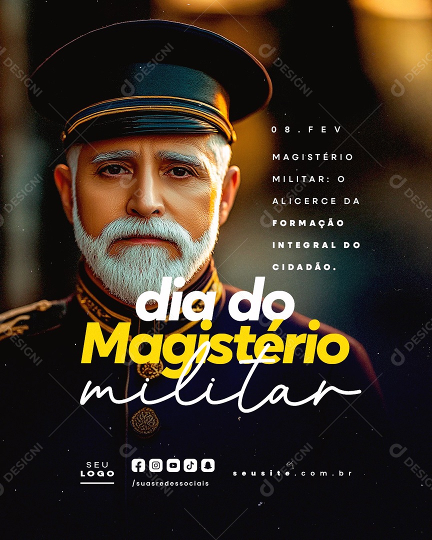 Feliz Dia do Magistério Militar 08 de Fevereiro Social Média PSD Editável