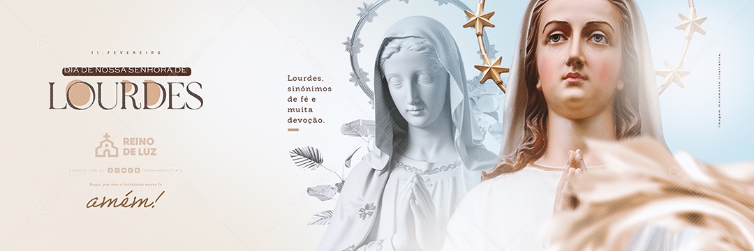 Carrossel Dia de Nossa Senhora de Lourdes 11 De Fevereiro Social Media PSD Editável
