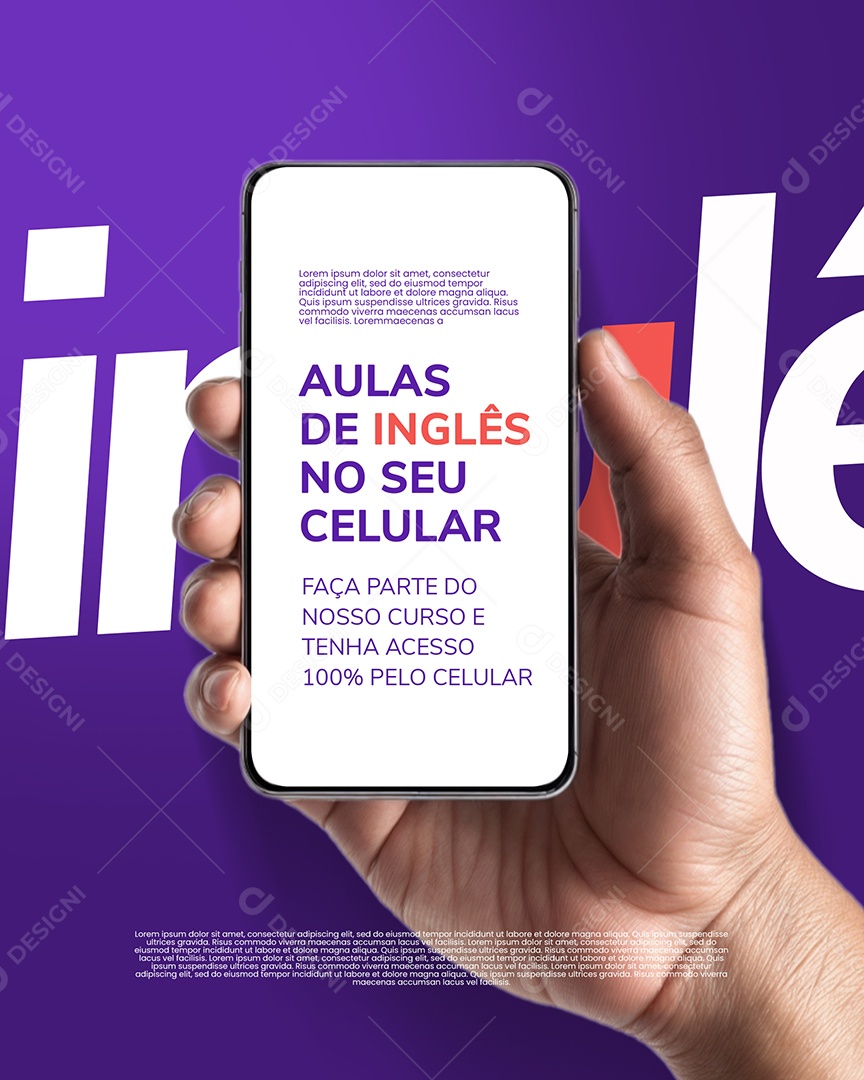 Escola de Idiomas Aula De Inglês No Seu Celular Social Media PSD Editável