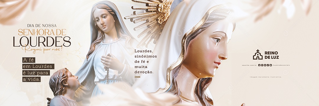 Carrossel Dia de Nossa Senhora de Lourdes 11 De Fevereiro Social Media PSD Editável