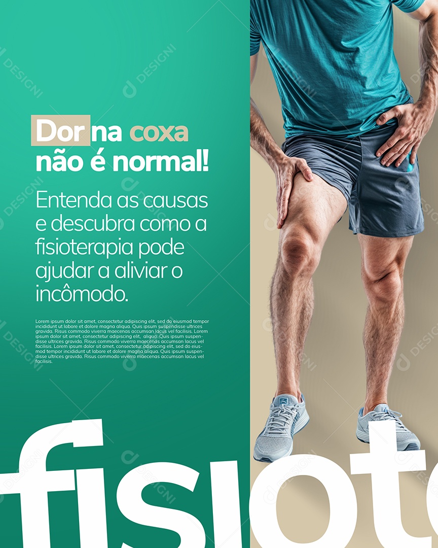 Clínica de Fisioterapia Dor na Coxa Não é Normal Social Media PSD Editável