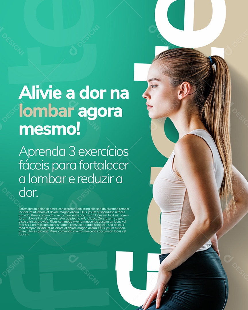 Clínica de Fisioterapia Alivie a Dor na Lombar Social Media PSD Editável