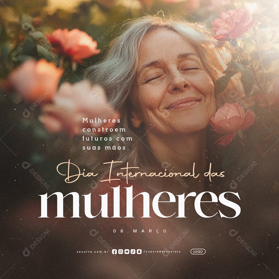 Dia Internacional das Mulheres 08 de Março Parabéns Social Media PSD Editável