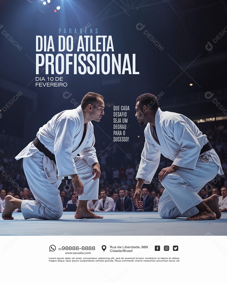 Dia do Atleta Profissional 10 de Fevereiro Parabéns Social Media PSD Editável