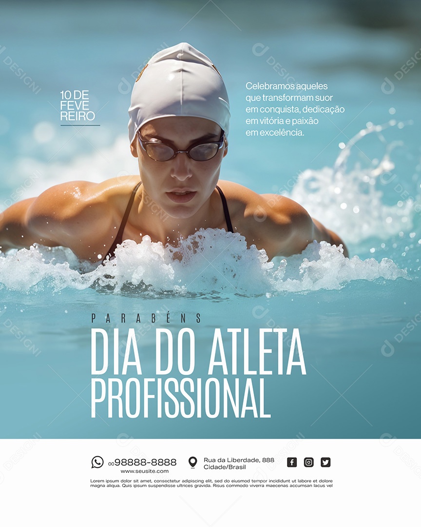 Dia do Atleta Profissional 10 de Fevereiro Social Media PSD Editável