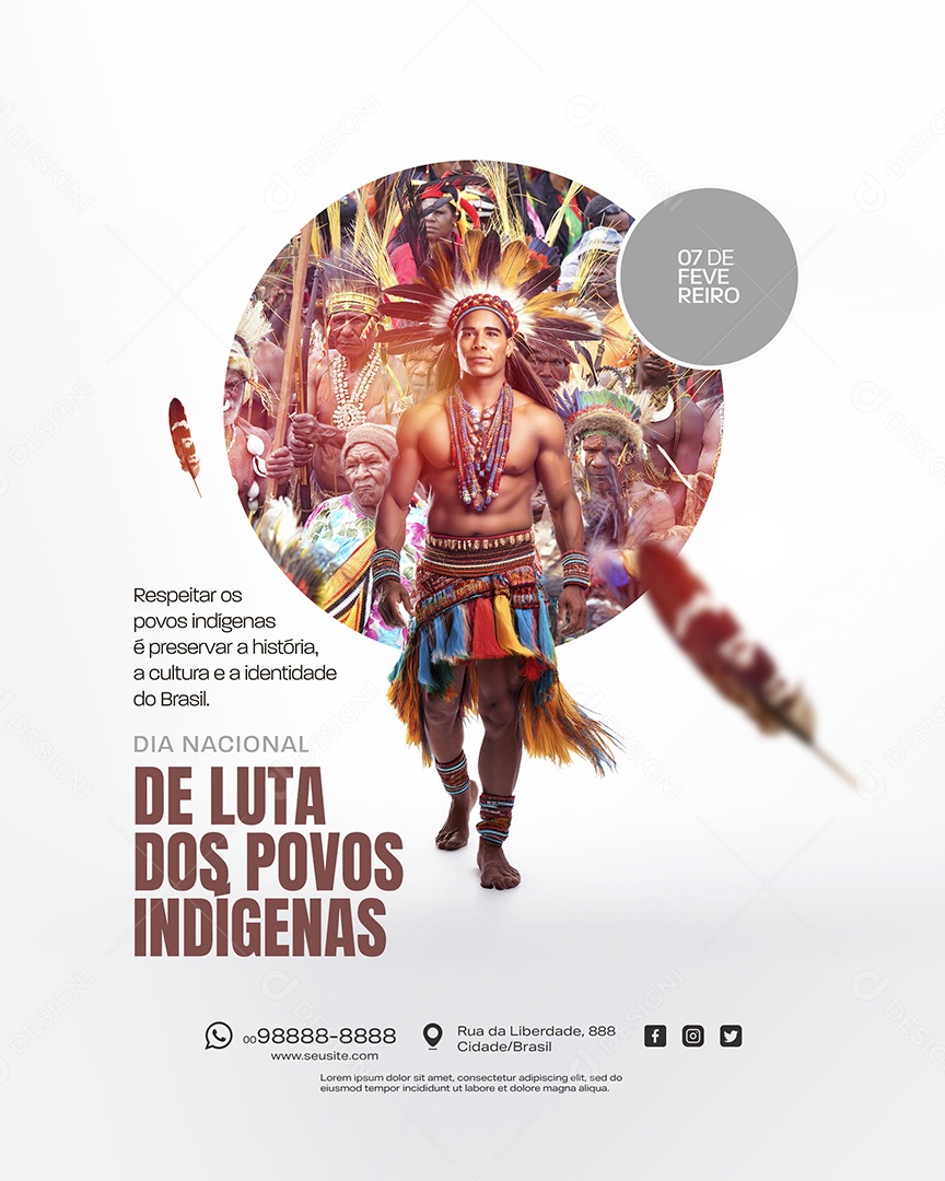Dia de Luta dos Povos Indígenas 07 de Fevereiro Social Media PSD Editável