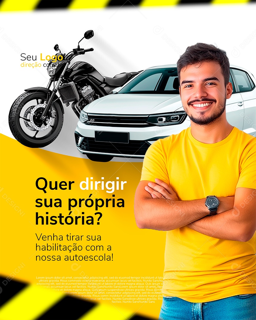 Auto Escola Venha Tirar Sua Habilitação Social Media PSD Editável