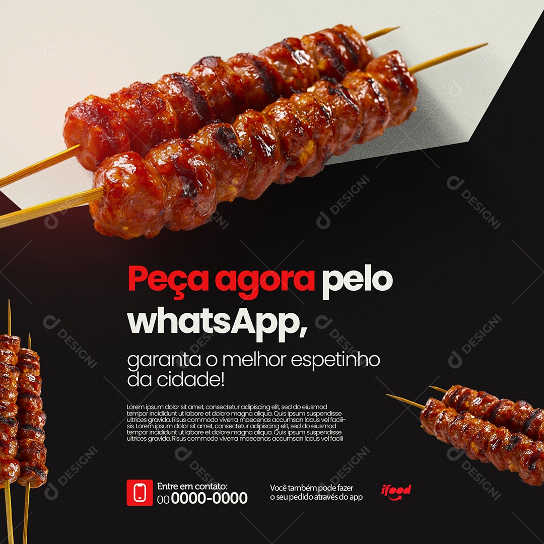 Churrascaria Peça Agora Pelo Whatsapp Social Media PSD Editável