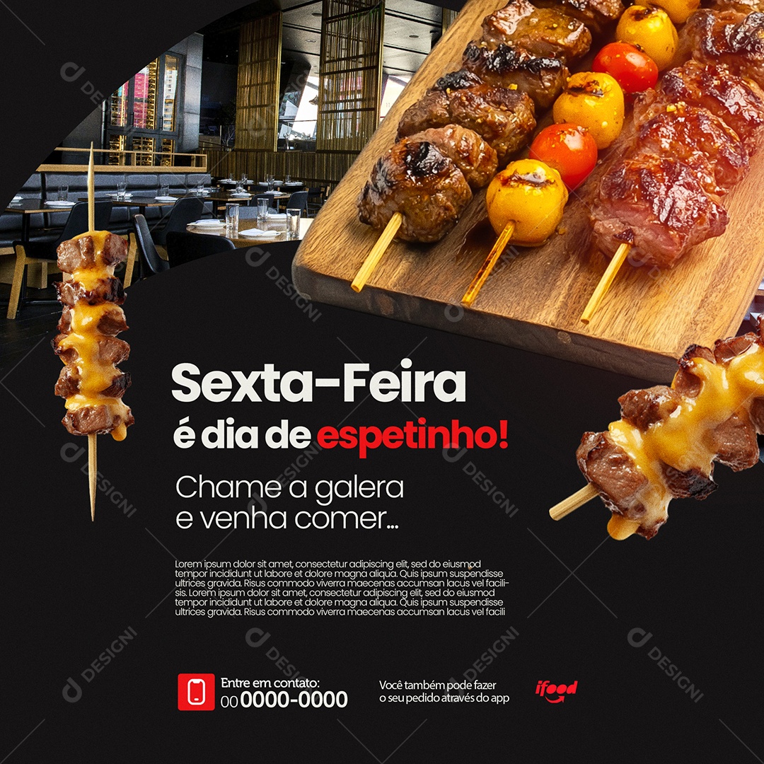 Churrascaria Sexta Feira Dia De Espetinho Social Media PSD Editável