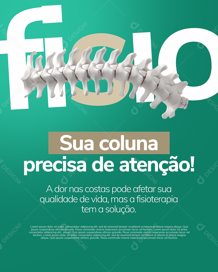 Fisioterapia Sua Coluna Precisa de Atenção Social Media PSD Editável