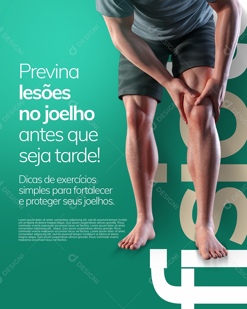 Fisioterapia Previna Lesões no Joelho Social Media PSD Editável