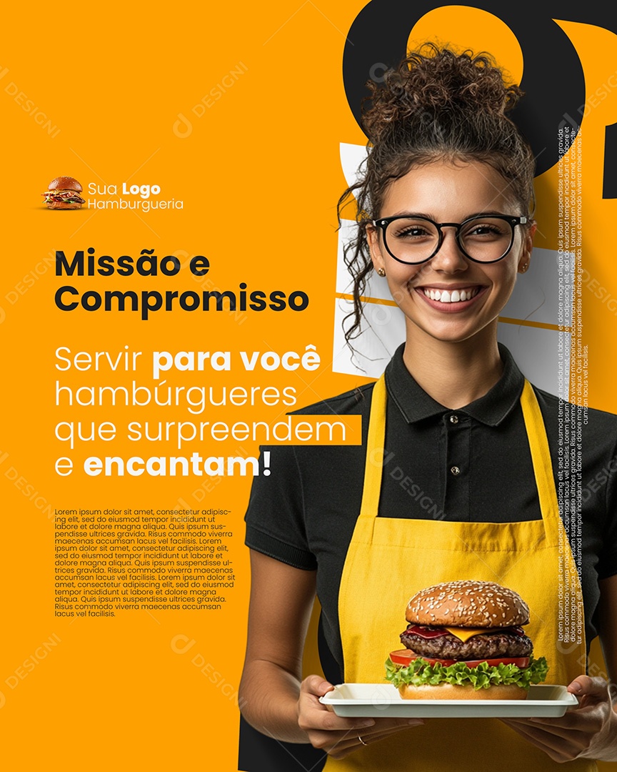 Lanchonete Missão e Compromisso Social Media PSD Editável