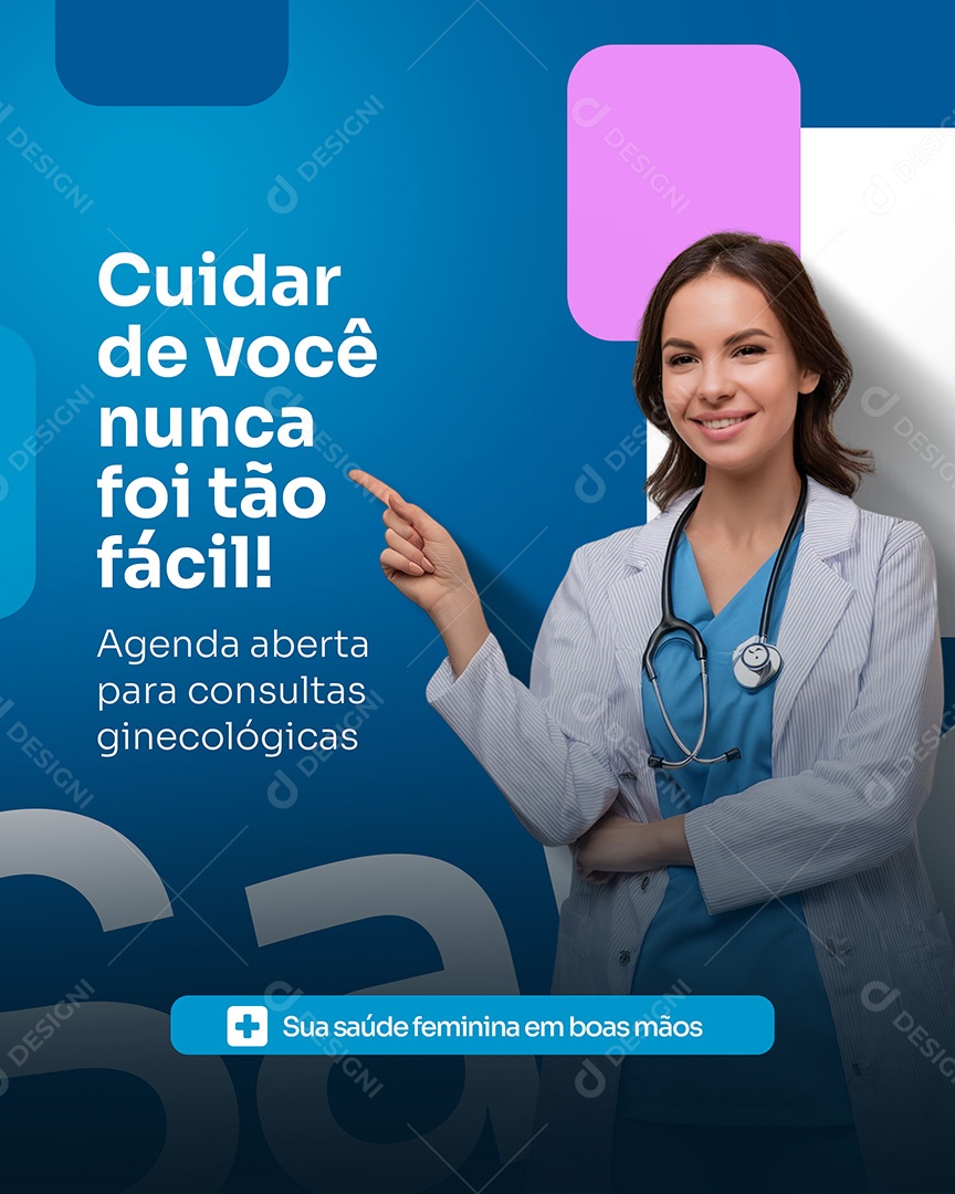 Clínica de Ginecologia Cuidar de Você Nunca Foi Tão Fácil Social Media PSD Editável