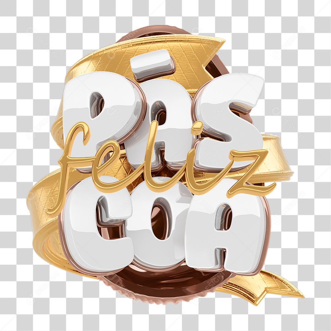 Selo 3D Feliz Páscoa PNG Transparente