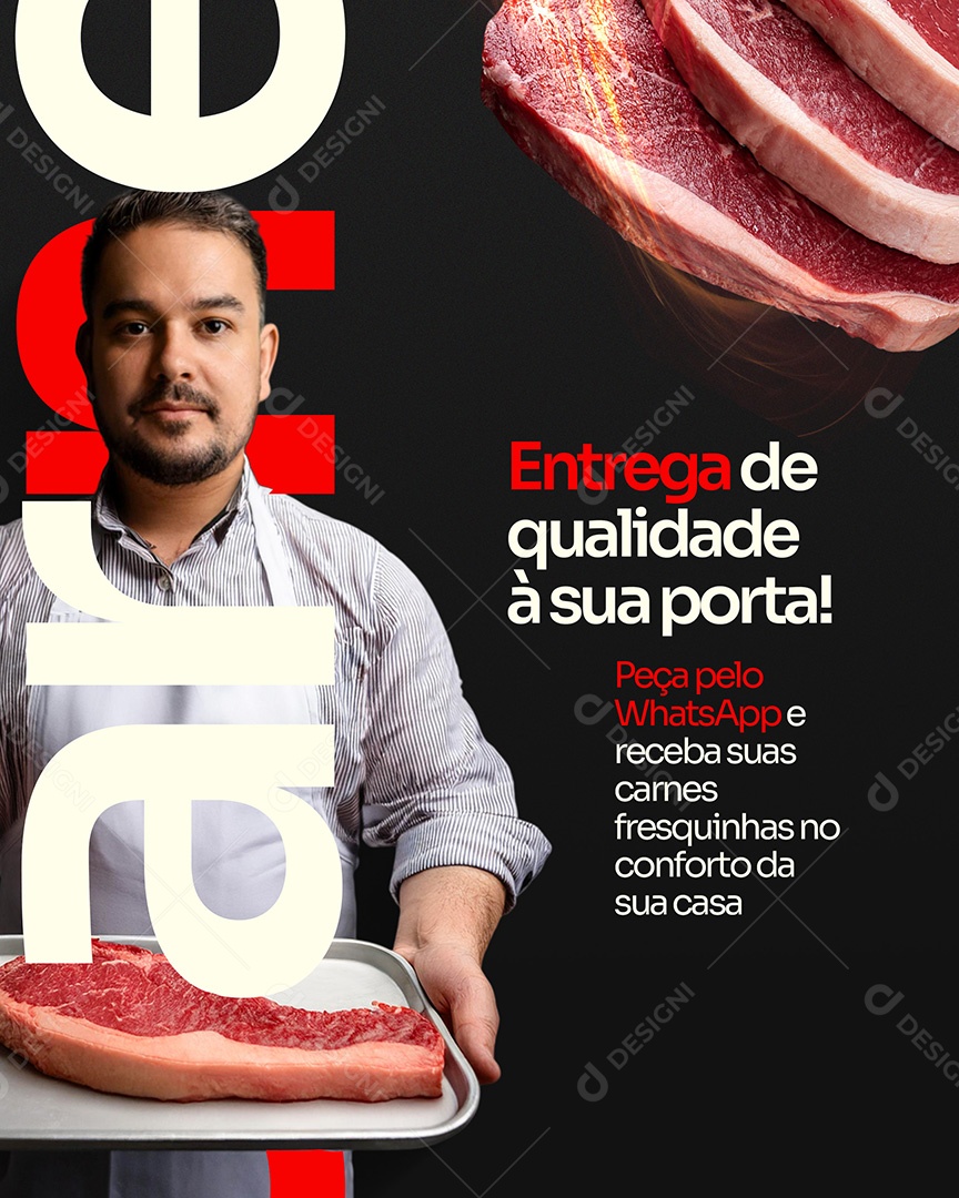 Açougue Entrega de Qualidade Social Media PSD Editável