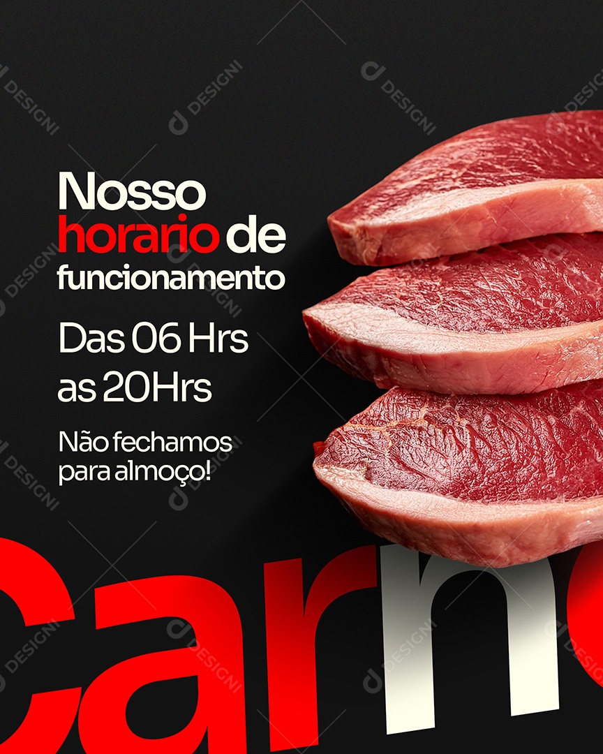 Açougue Horario de Funcionamento Social Media PSD Editável