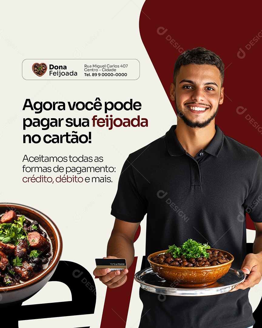 Feijoada Pague no Cartão Social Media PSD Editável