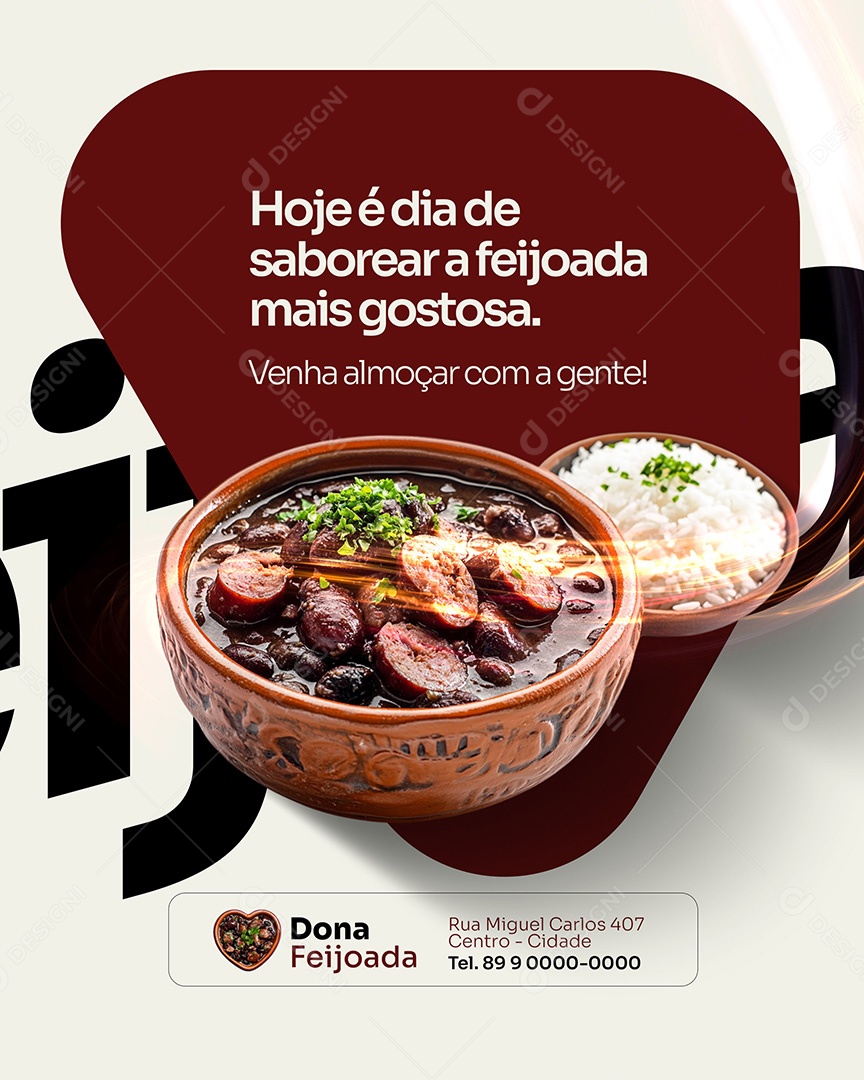 Feijoada Hoje é Dia de Saborear Social Media PSD Editável