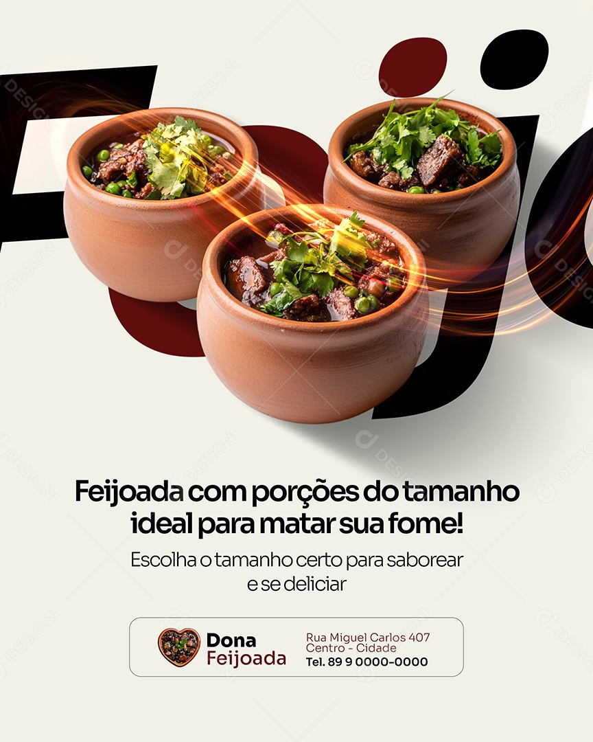 Feijoada Escolha O Tamanho Certo Para Saborear Social Media PSD Editável