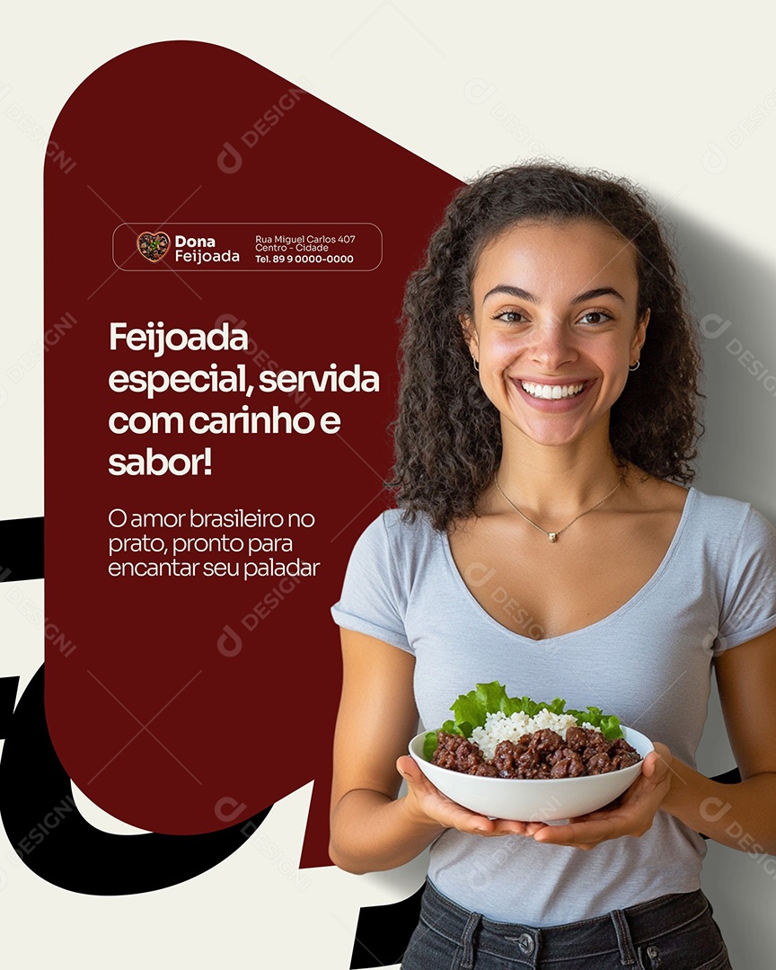 Feijoada Servida Com Carinho Social Media PSD Editável
