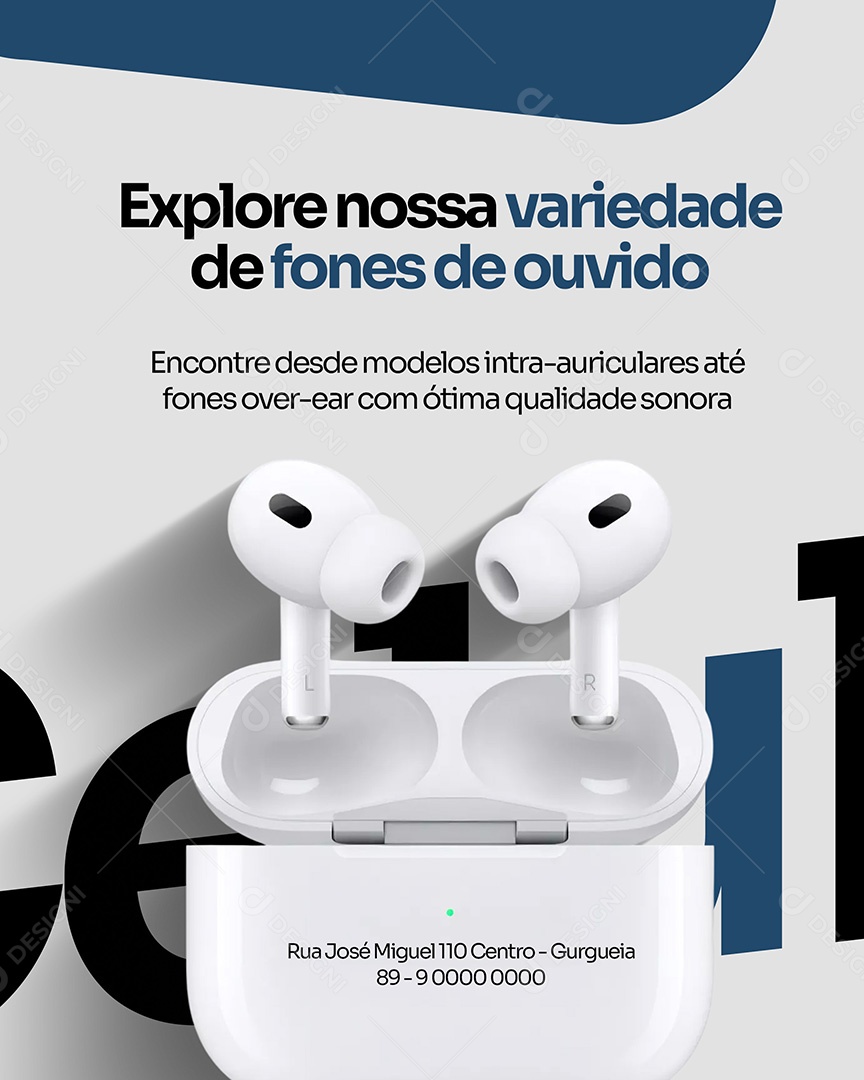 Loja de Celular Explore Nossa Variedade de Fones Social Media PSD Editável