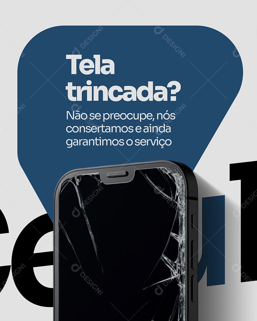 Loja de Celular Tela Trincada Social Media PSD Editável