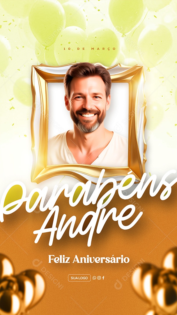 Story Feliz Aniversário André Parabéns Social Media PSD Editável