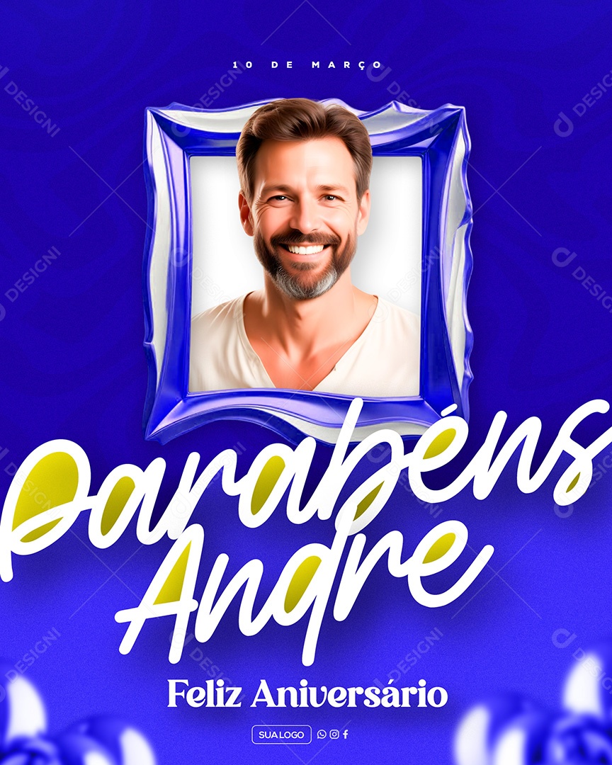 Feliz Aniversário André Social Media PSD Editável