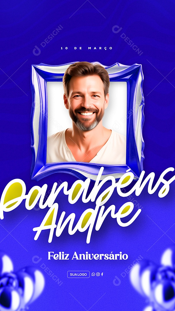 Story Feliz Aniversário André Social Media PSD Editável