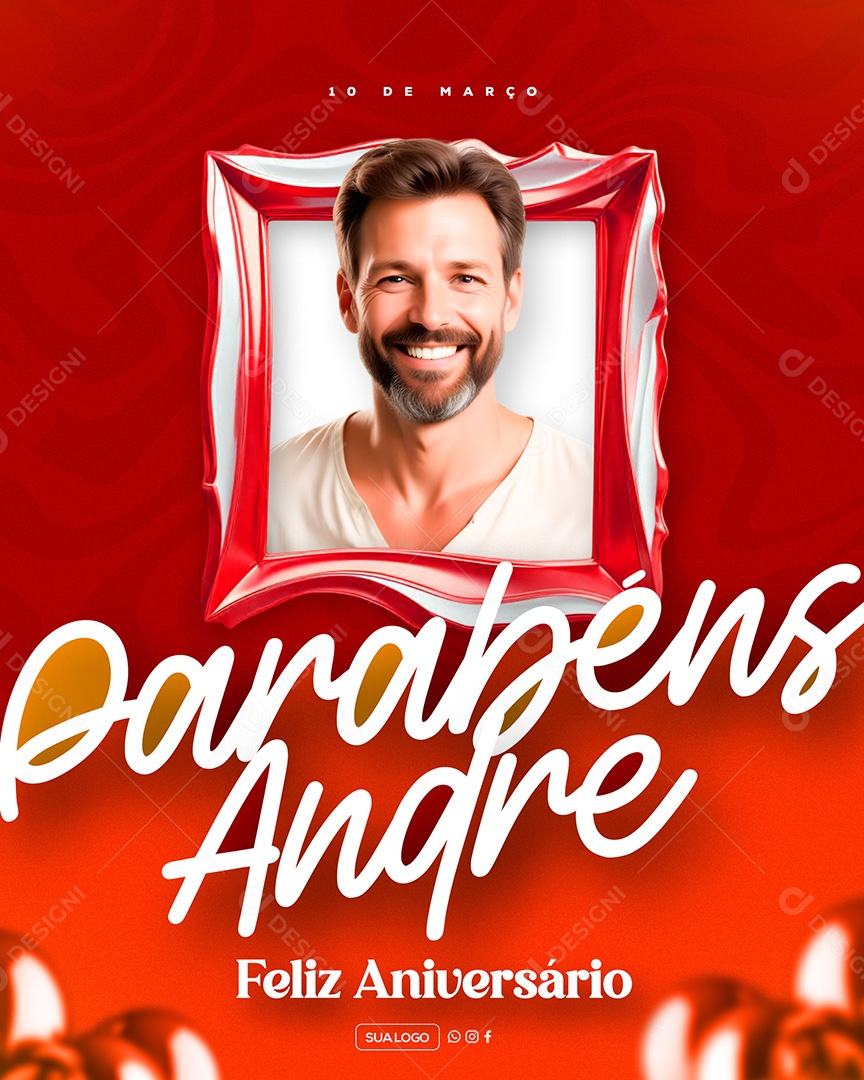 Feliz Aniversário Parabéns André Social Media PSD Editávlel