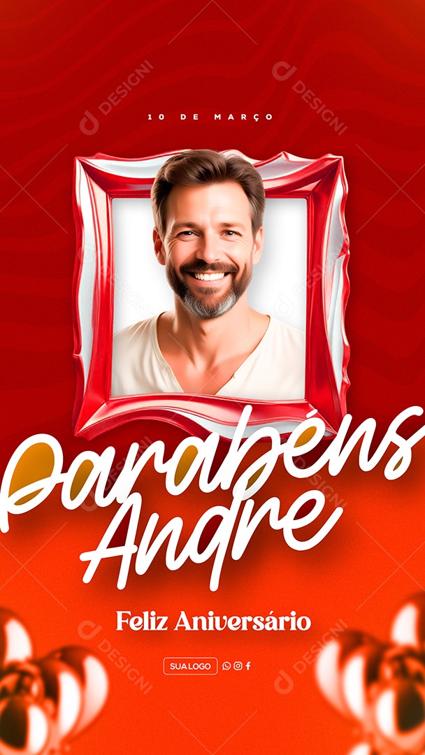 Story Feliz Aniversário Parabéns André Social Media PSD Editávlel