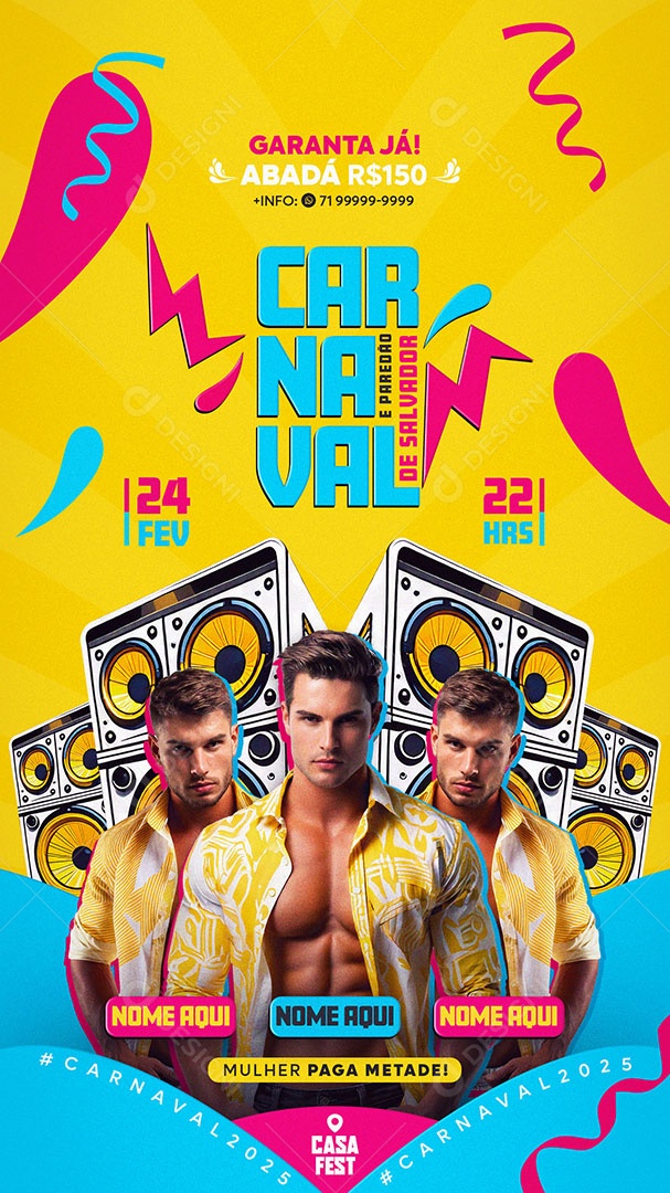 Flyer Story Carnaval e Paredão de Salvador Social Media PSD Editável