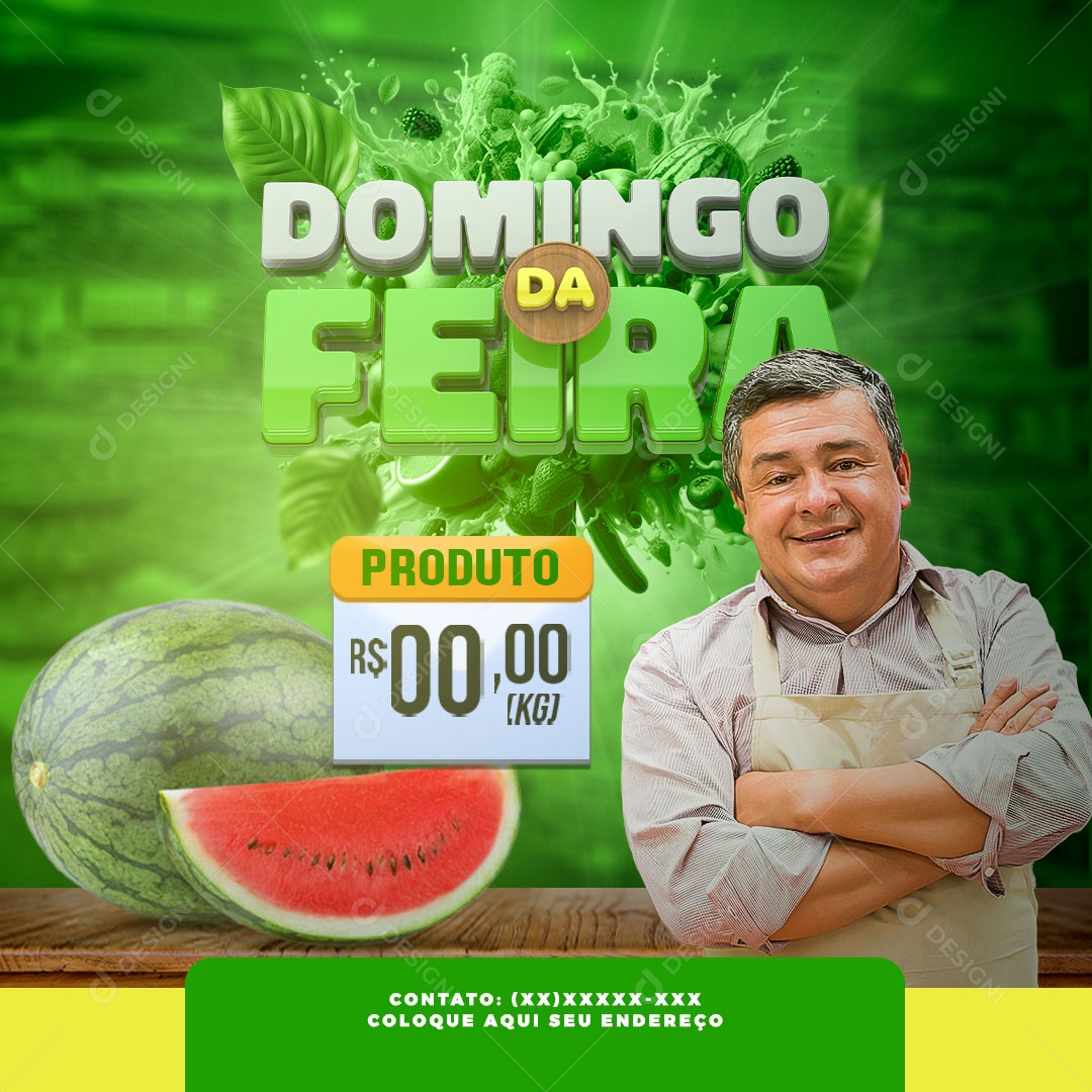 Hortifrúti Feira de Domingo Social Media PSD Editável