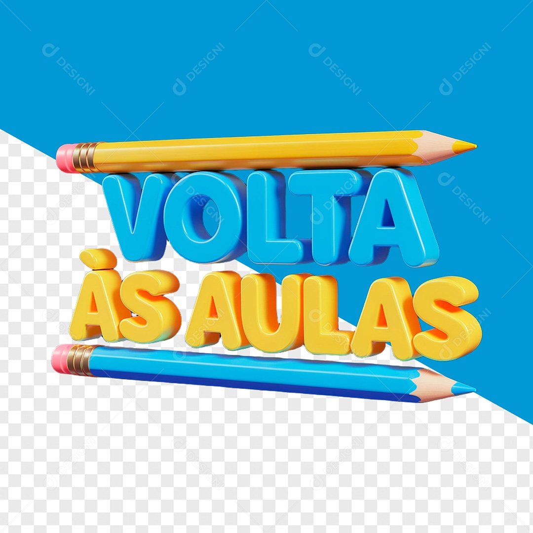 Selo 3D Volta às Aulas para Composição PSD