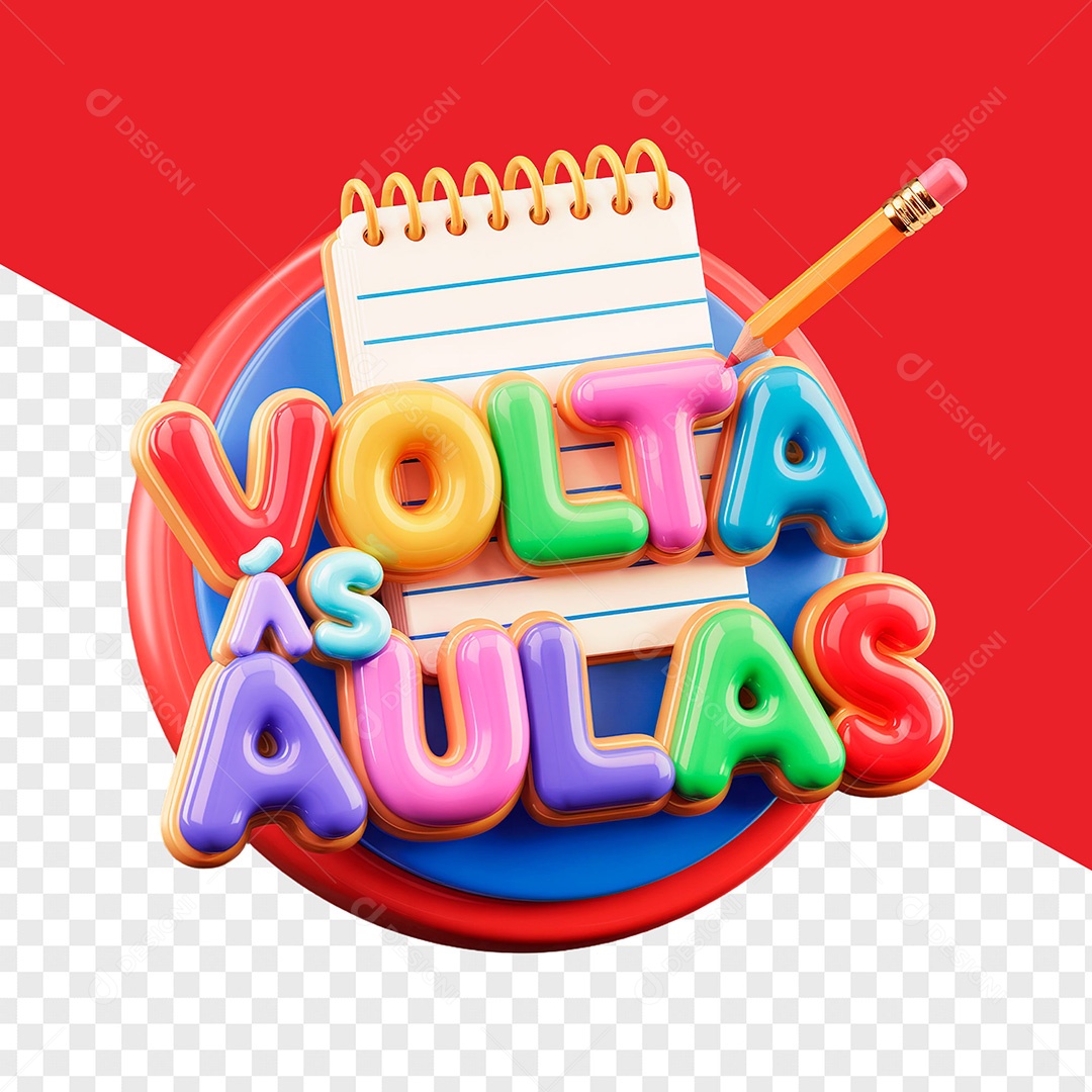 Selo 3D Volta às Aulas para Composição PSD