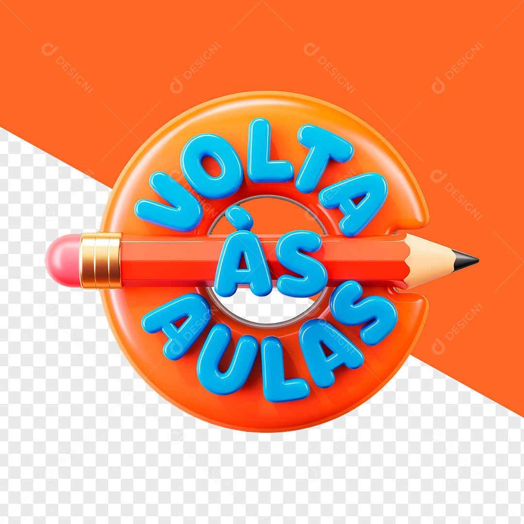 Selo 3D Volta às Aulas para Composição PSD