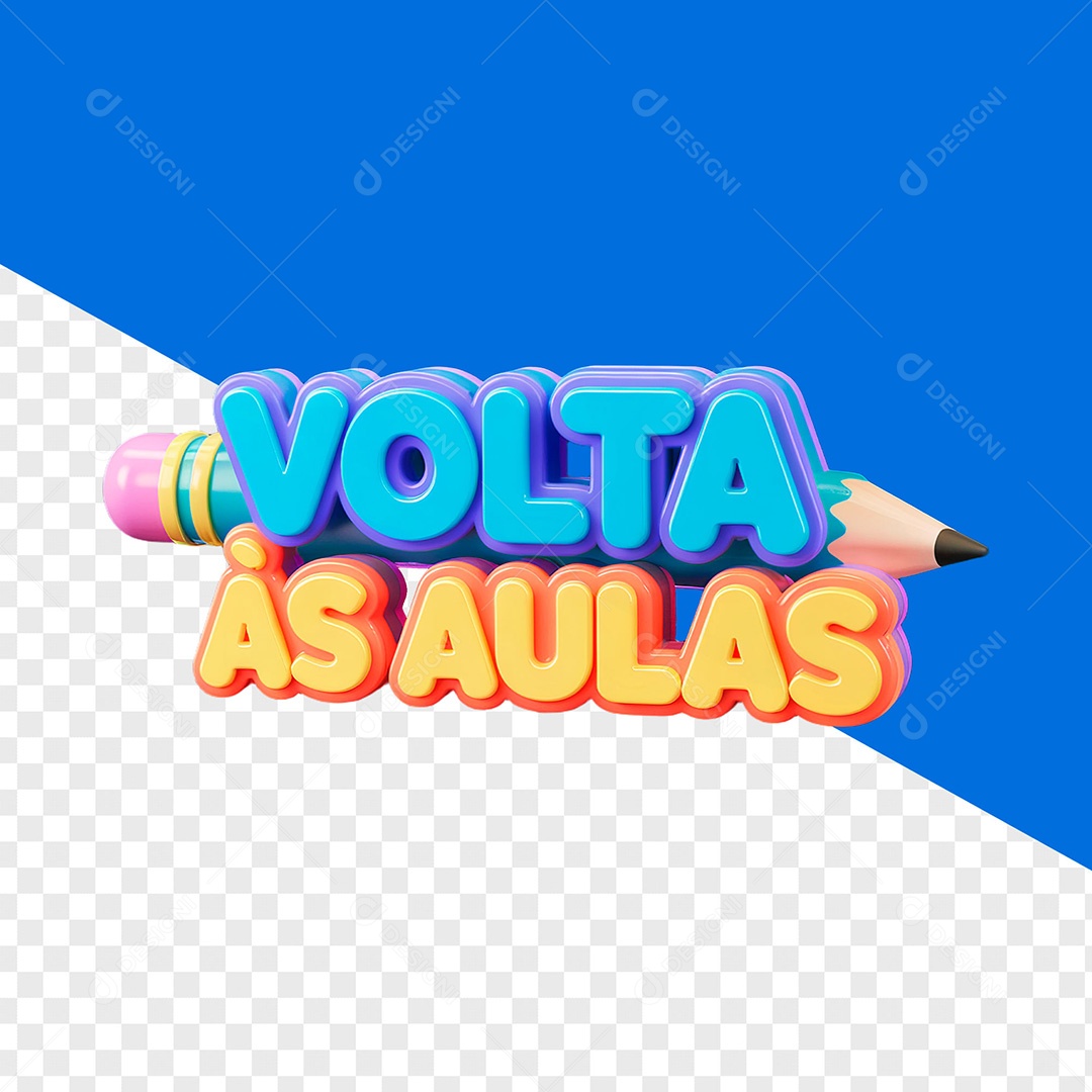 Selo 3D Volta às Aulas para Composição PSD