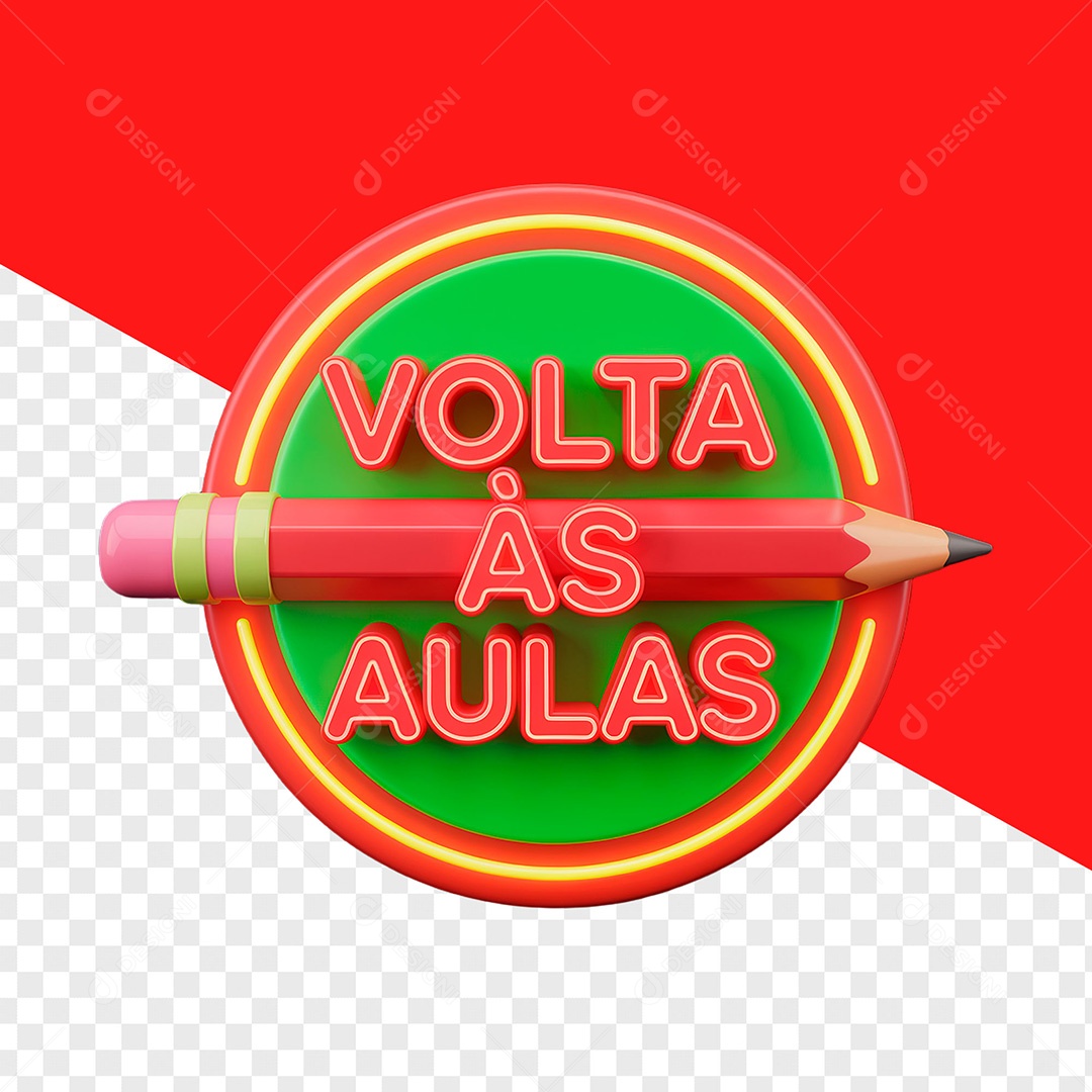Selo 3D Volta às Aulas para Composição PSD
