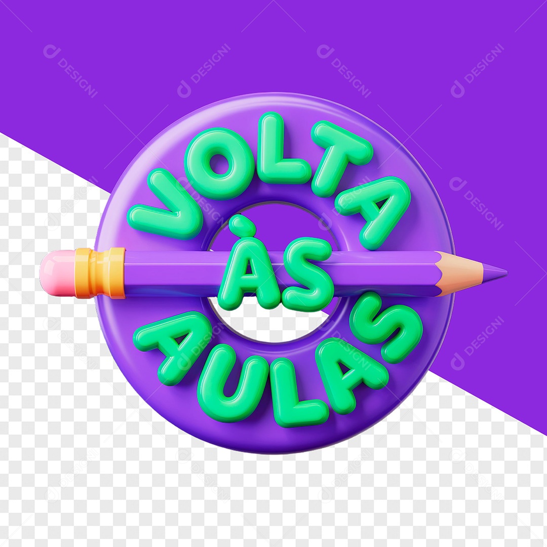 Selo 3D Volta às Aulas para Composição PSD