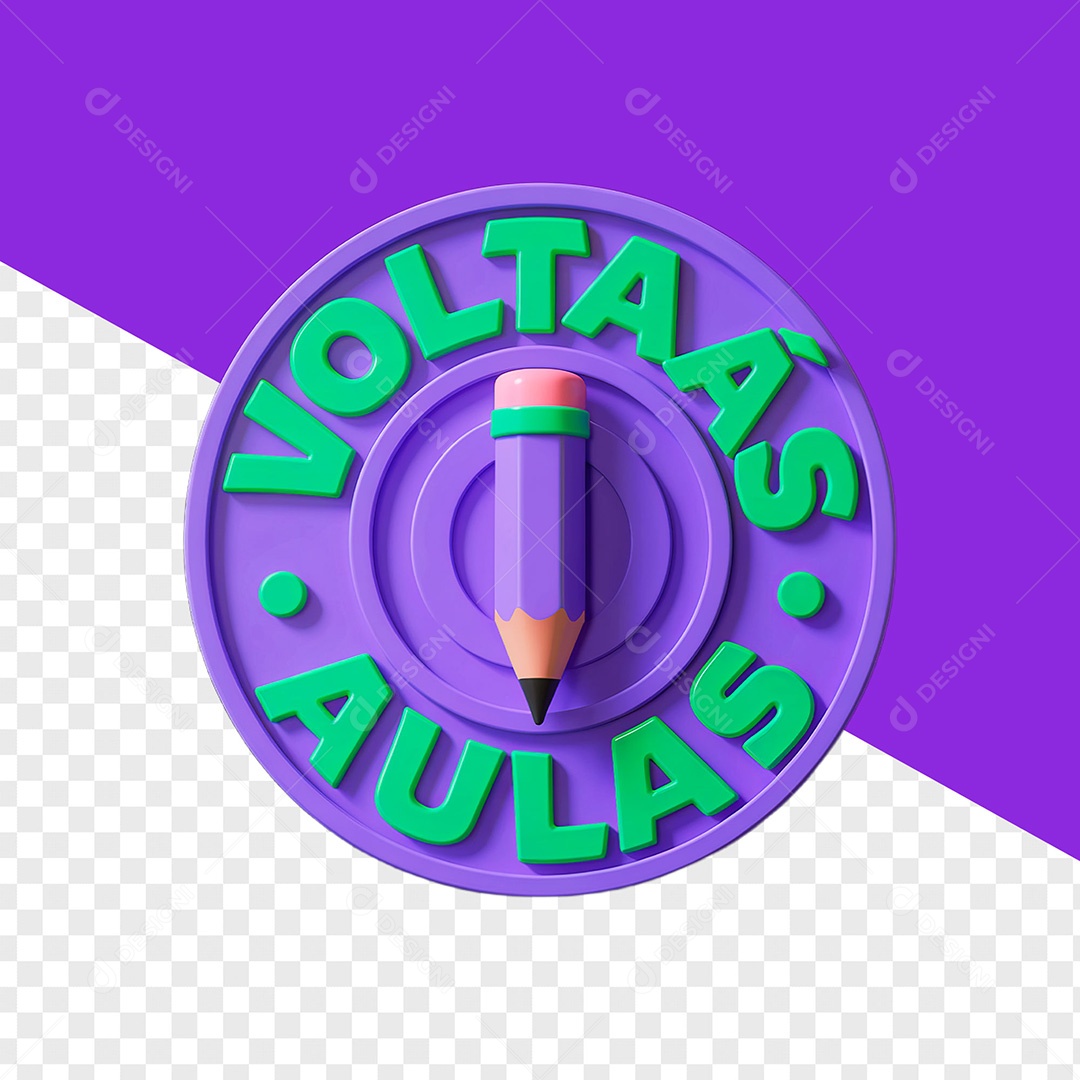 Selo 3D Volta às Aulas para Composição PSD