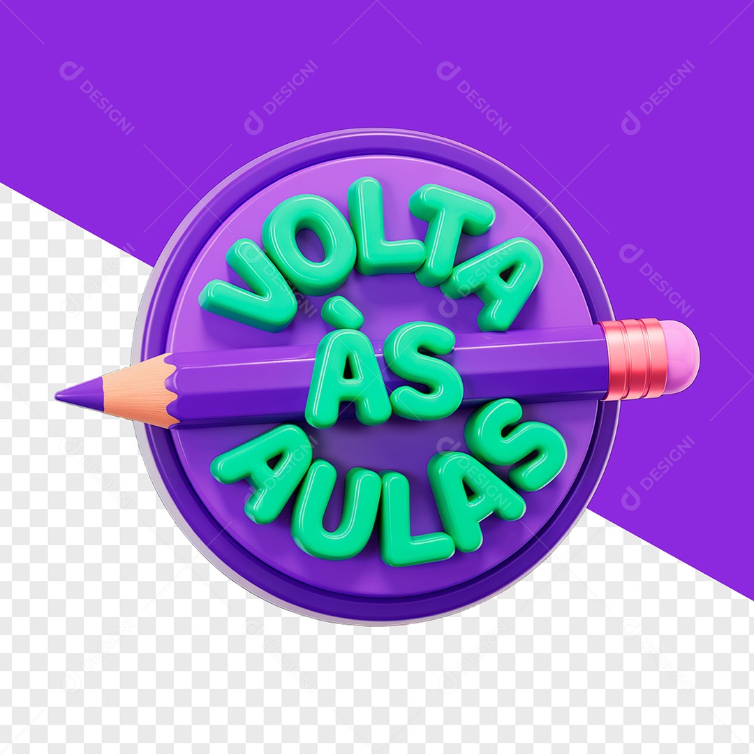 Selo 3D Volta às Aulas para Composição PSD