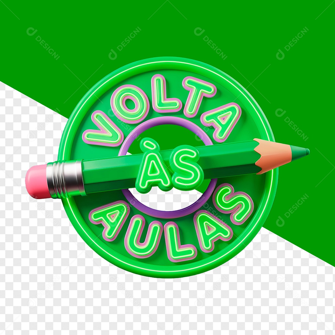 Selo 3D Volta às Aulas para Composição PSD