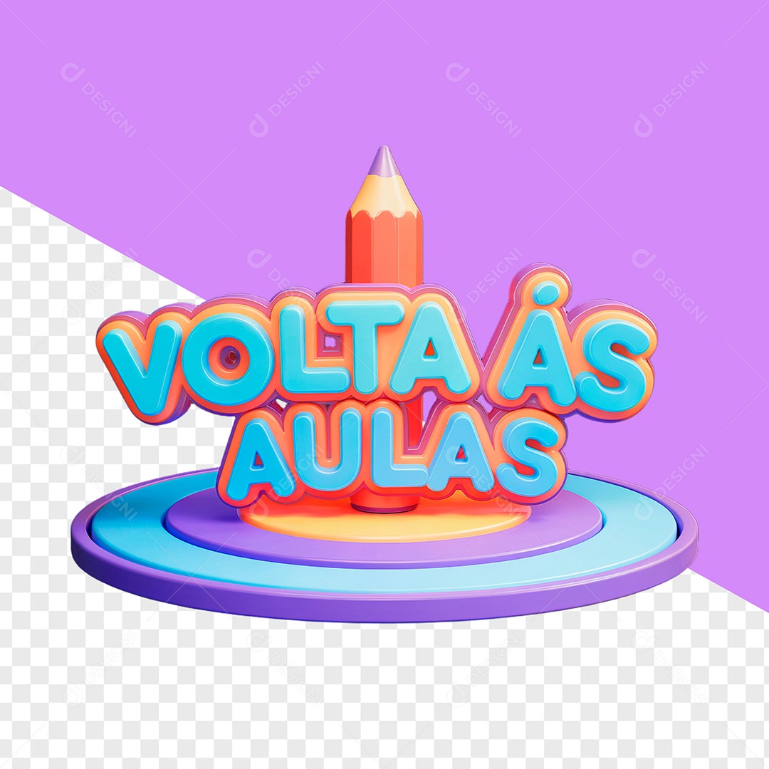 Selo 3D Volta às Aulas para Composição PSD