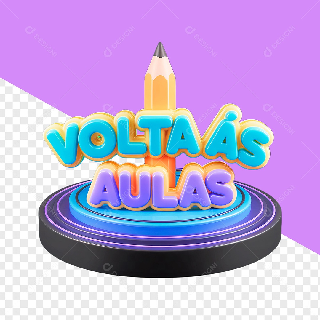 Selo 3D Volta às Aulas para Composição PSD