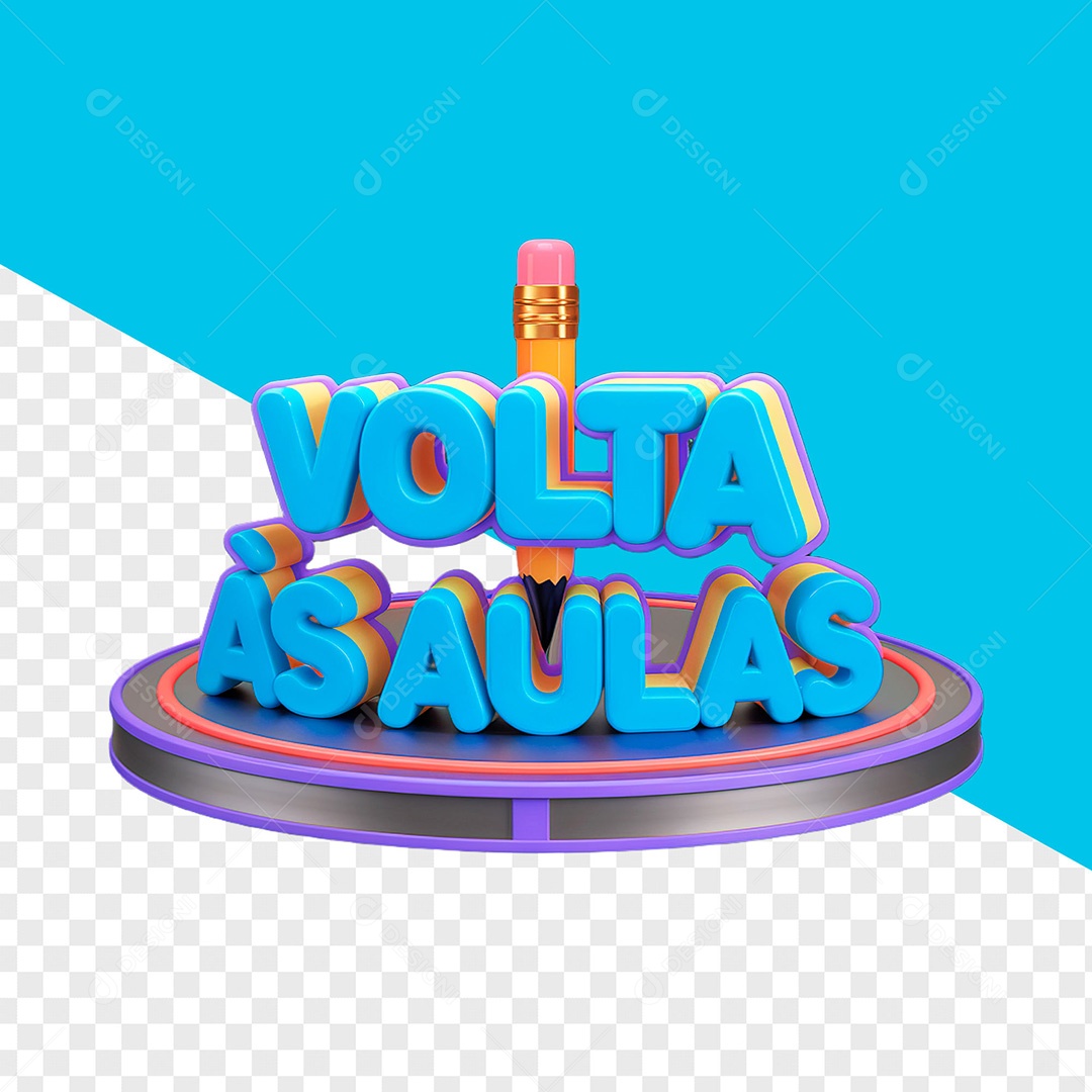 Selo 3D Volta às Aulas para Composição PSD